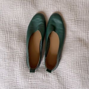 Everlane Green Italian Leather Day Flats